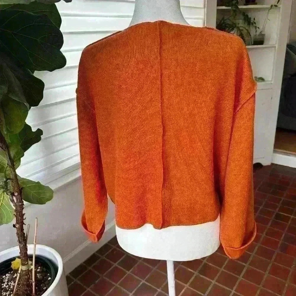 Urban Outfitter Jax Inside Out Notch Neck Top cuff long sleeve Size XS - Picture 5 of 8